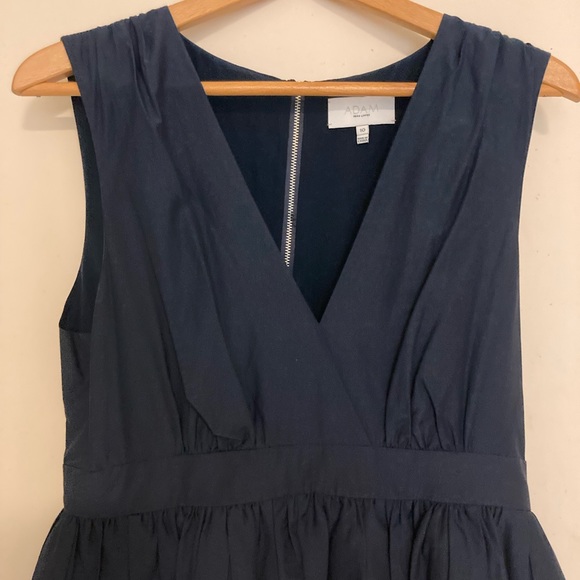 ADAM by Adam Lippes Slate Blue Dress with Pleats and Flair at Waist - Picture 3 of 17